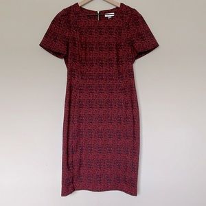 Calvin Klein Red Short Sleeve Sheath Pencil Dress